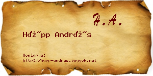 Hápp András névjegykártya